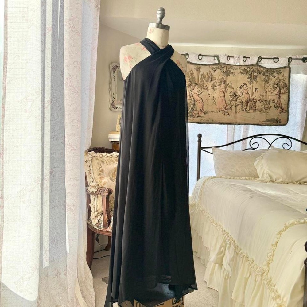 Maison Tara Black Halter Maxi Dress